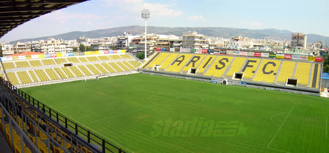 Harilaou Stadium (the north stand on the left and the east stand on the right) - Click to enlarge!