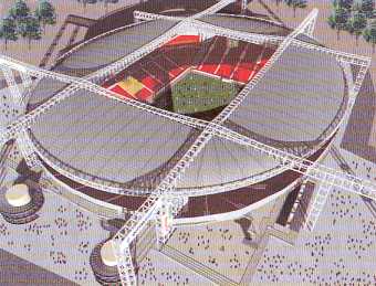 A computer-generated image of the new stadium