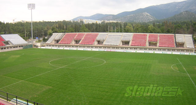 The east stand, with Mt Imittos in the background - Click to enlarge!
