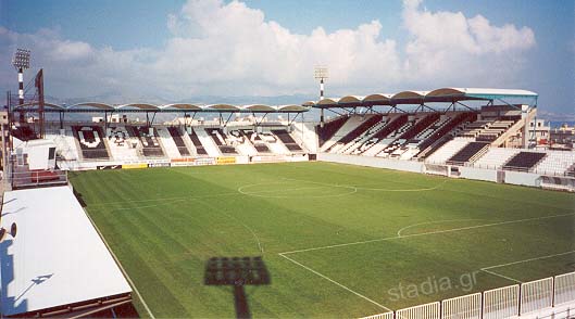 Panoramic view of "Theodore Vardinoyannis" Stadium (west stand on the left and north stand on the right)