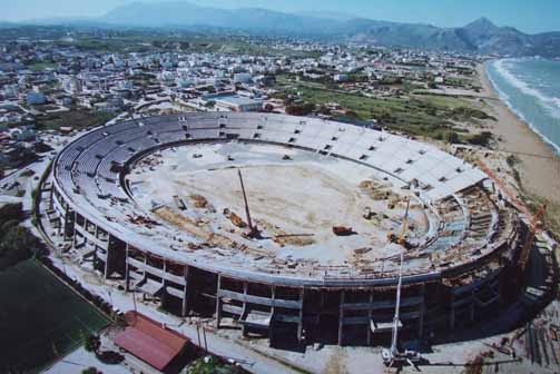 Aerial photograph of the Pancretan Stadium (October 2002)