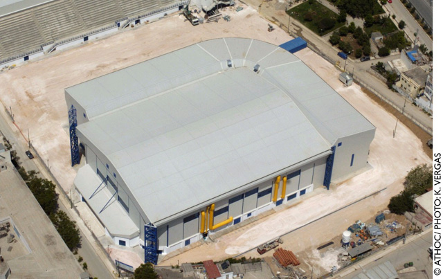 Aerial photo of the Peristeri Olympic Boxing Hall (May 2004)     ATHENS 2004/K.VERGAS