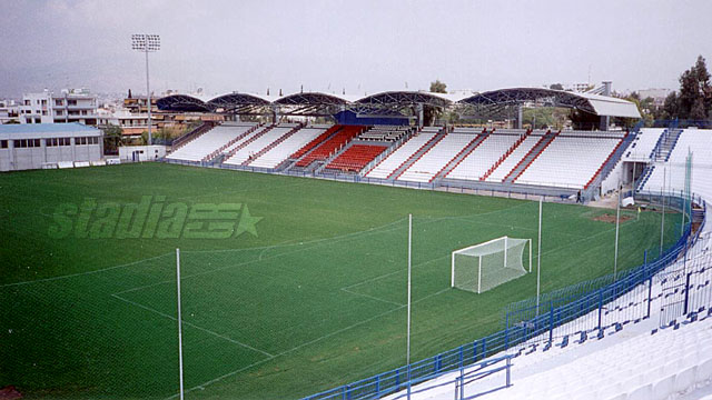 The north main stand of Rizoupoli with its new impressive roof